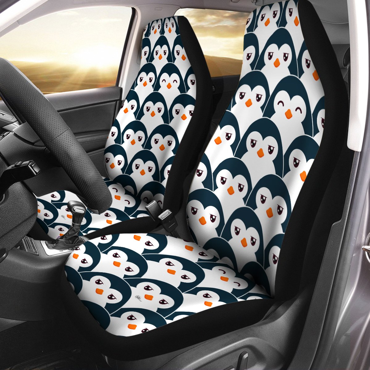 Funny Penguin Pattern Car Seat Cover Size Universal Fit