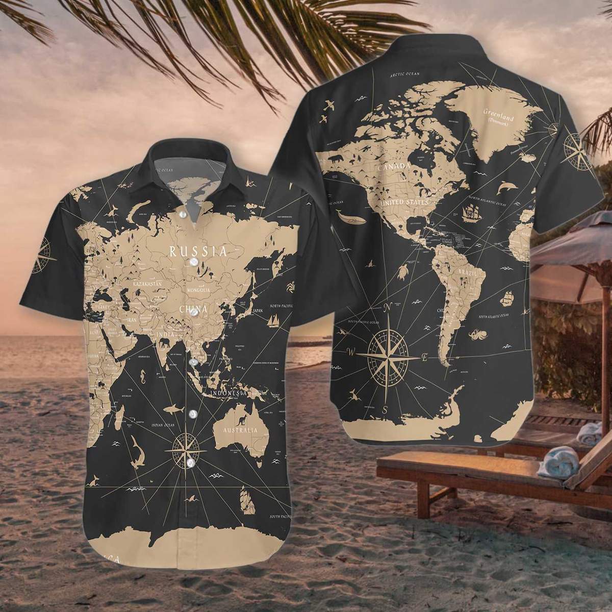 World Map Vintage Black Golden Hawaii Shirt Ha17870