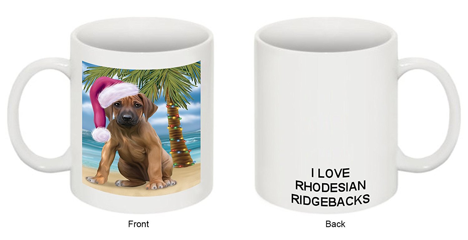 Summertime Rhodesian Ridgeback Puppy On Beach Christmas Mug Cmg0824