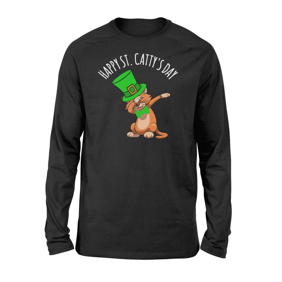 Dab Dabbing Cat Funny Kitten St. Patty’s Day Irish Long Sleeve T-Shirt