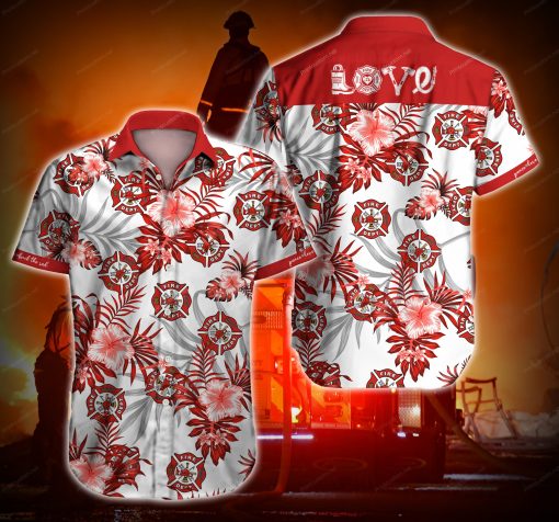 Tlab Firefighter Love Red Hawaiian Shirts For Men Ha45710