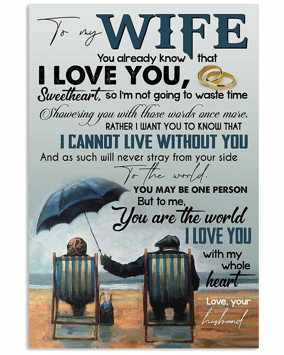 To My Wife I Love You With My Whole Heart Vertical Poster - Poster Art ...