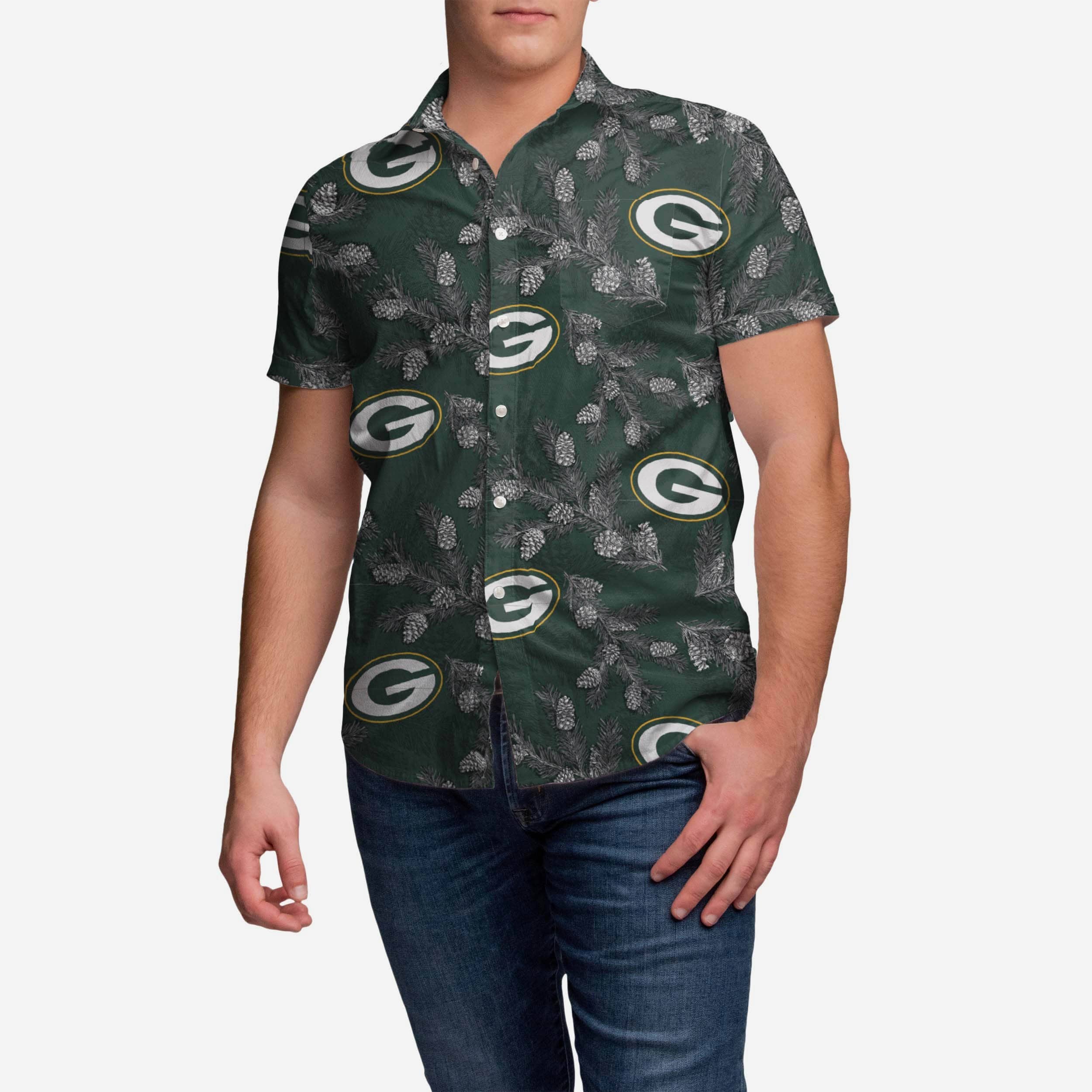 Green Bay Packers Pinecone Button Up Shirt