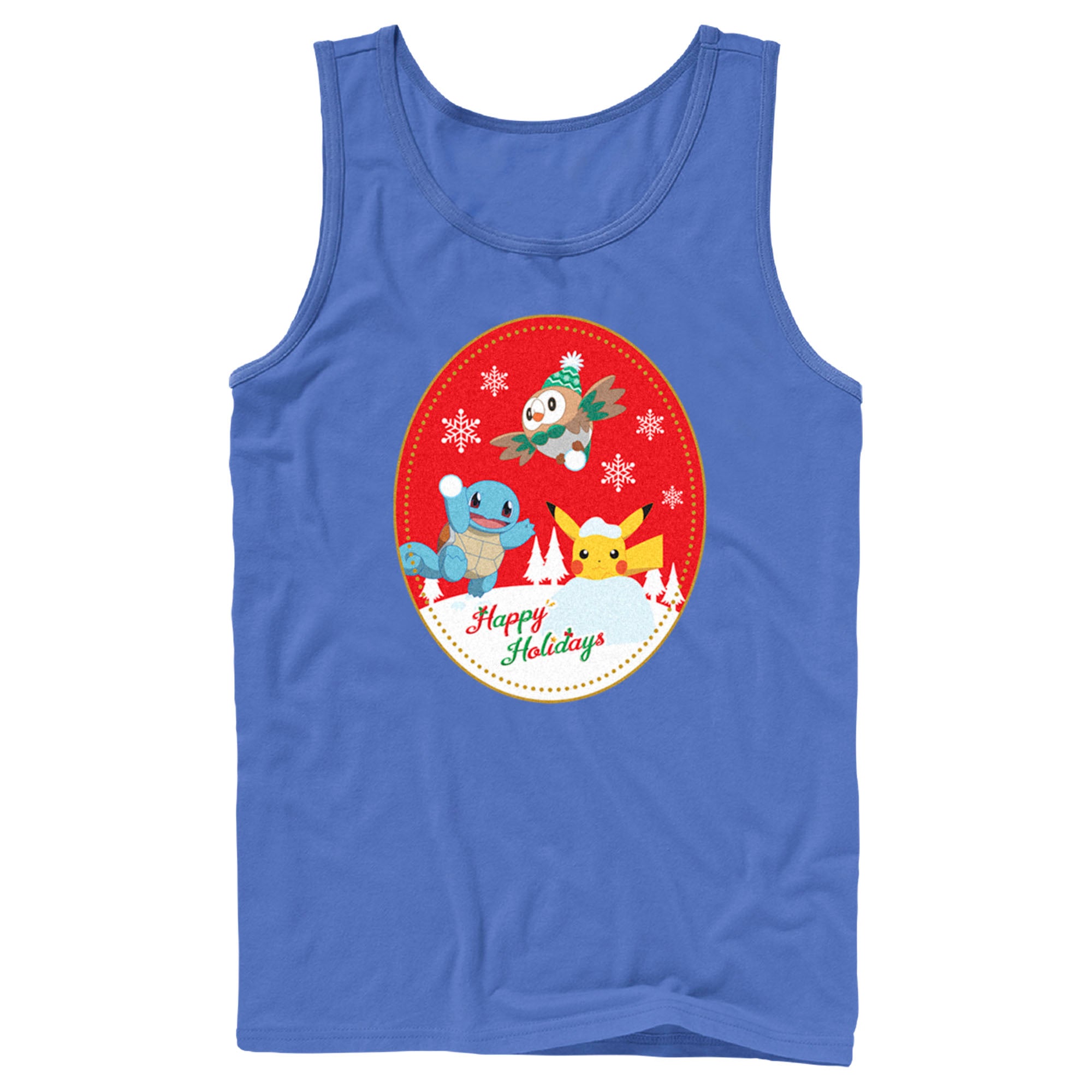 Men’S Pokemon Christmas Happy Holidays Patch Tank Top