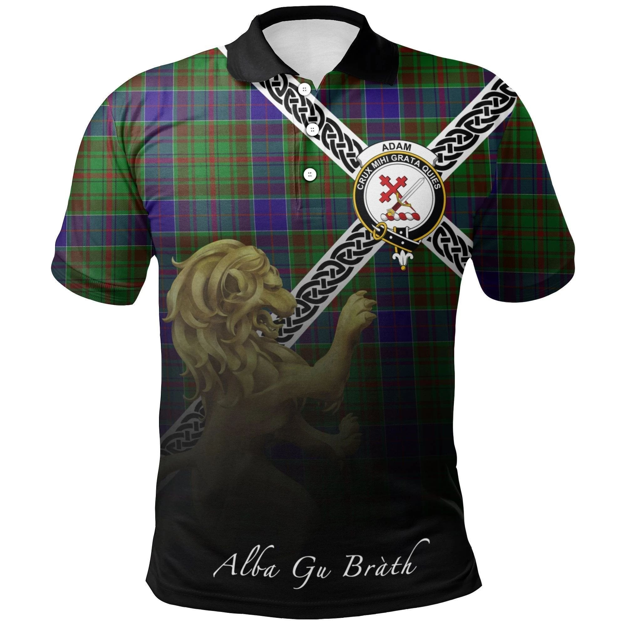 Adam Clan Polo Shirt, Scottish Tartan Adam Clans Polo Shirt Celtic Lion Style