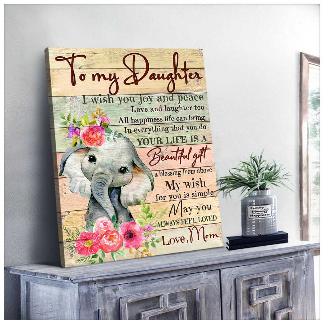 Eviral Store To My Daughter Elephant Canvas Wall Art Decorelephant Canvas Print Wall Art