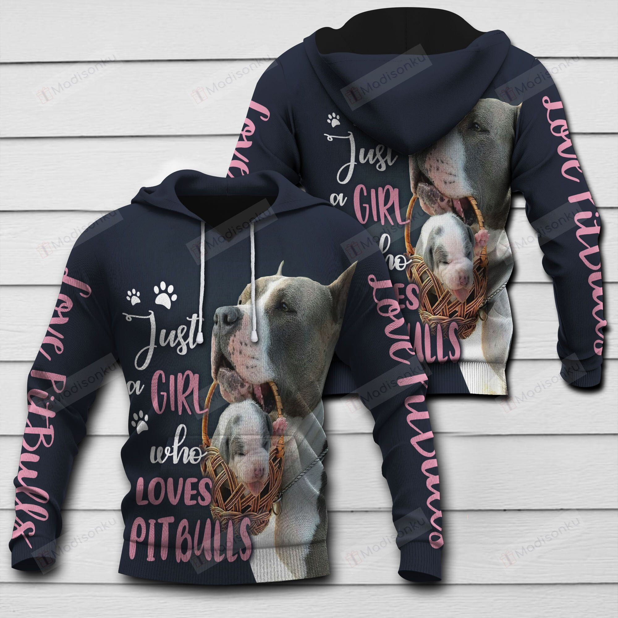 Just Girl Who Loves Pitbulls 3D All Over Print Hoodie, Zip-Up Hoodie