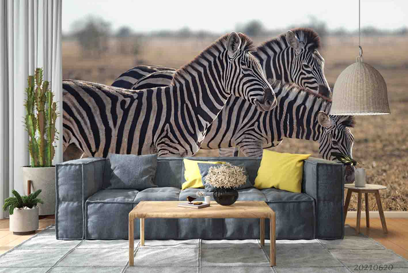 3D Wild Animal Zebra Wall Mural Wallpaper Lqh 15