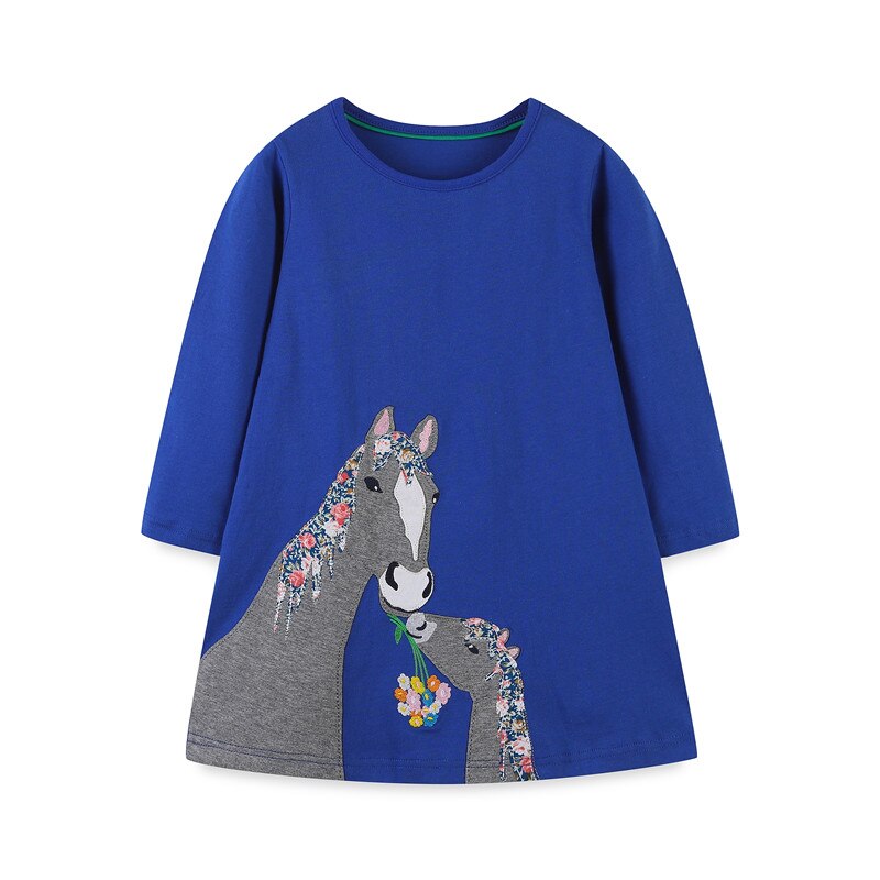 Jumping Meters Hot Selling Children’s Girls Dress For Autumn Spring Princess Kids Cotton Clothes Animals Embroidery Bunny Dress alx