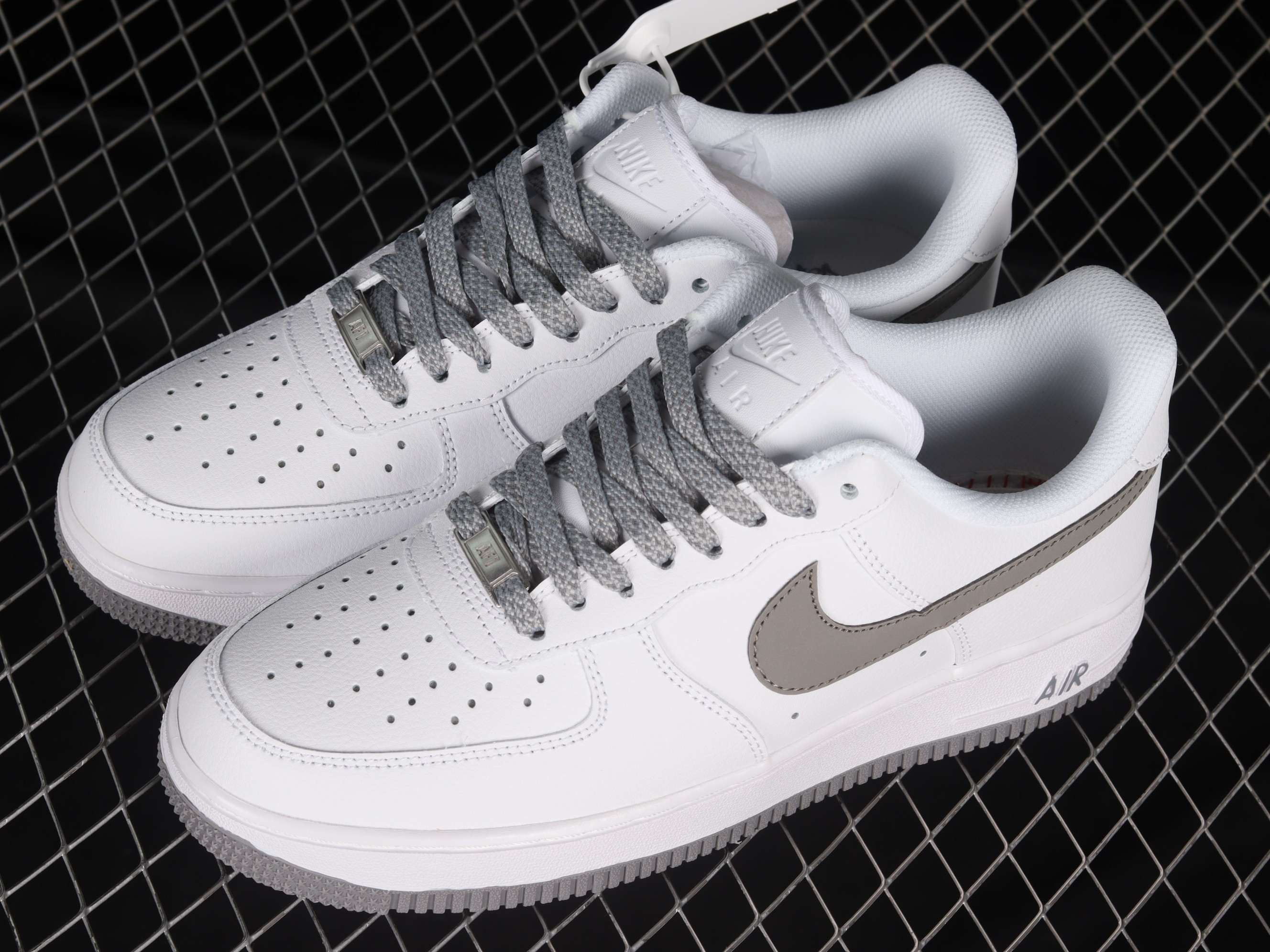 Nike Air Force 1 07 Low White Grey Hook Shoes Sneakers SNK468176231