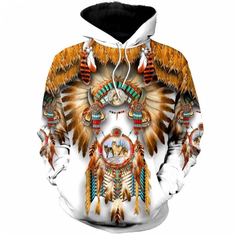 NATIVE AMERICAN 3D OVER PRINTED HOODIE SWEATER MP887