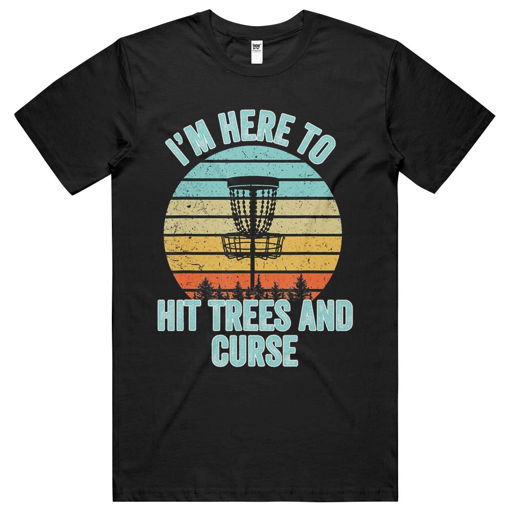 Disc Golf Shirt Funny Hit Trees And Curse Retro Disc Golf Gi T Shirts