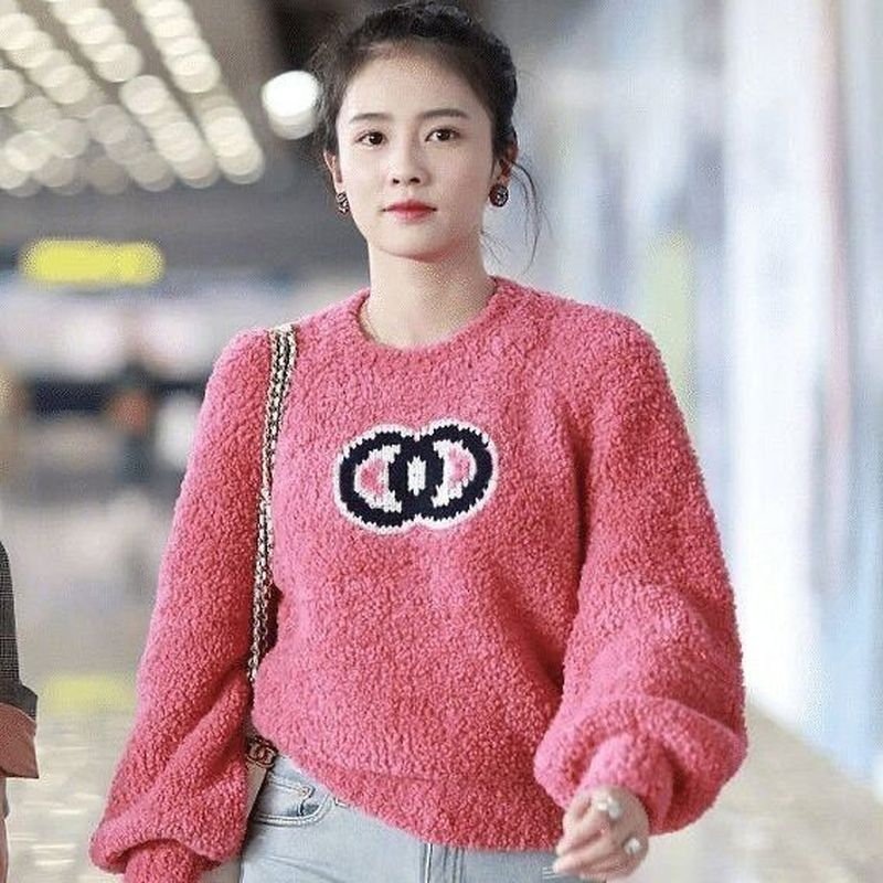 Autumn Winter Kpop Fashion Women Sweater Lamb Wool Sweaters Bottoming O-Neck Letter Pullover Sweater Women Oversized Sweater alx