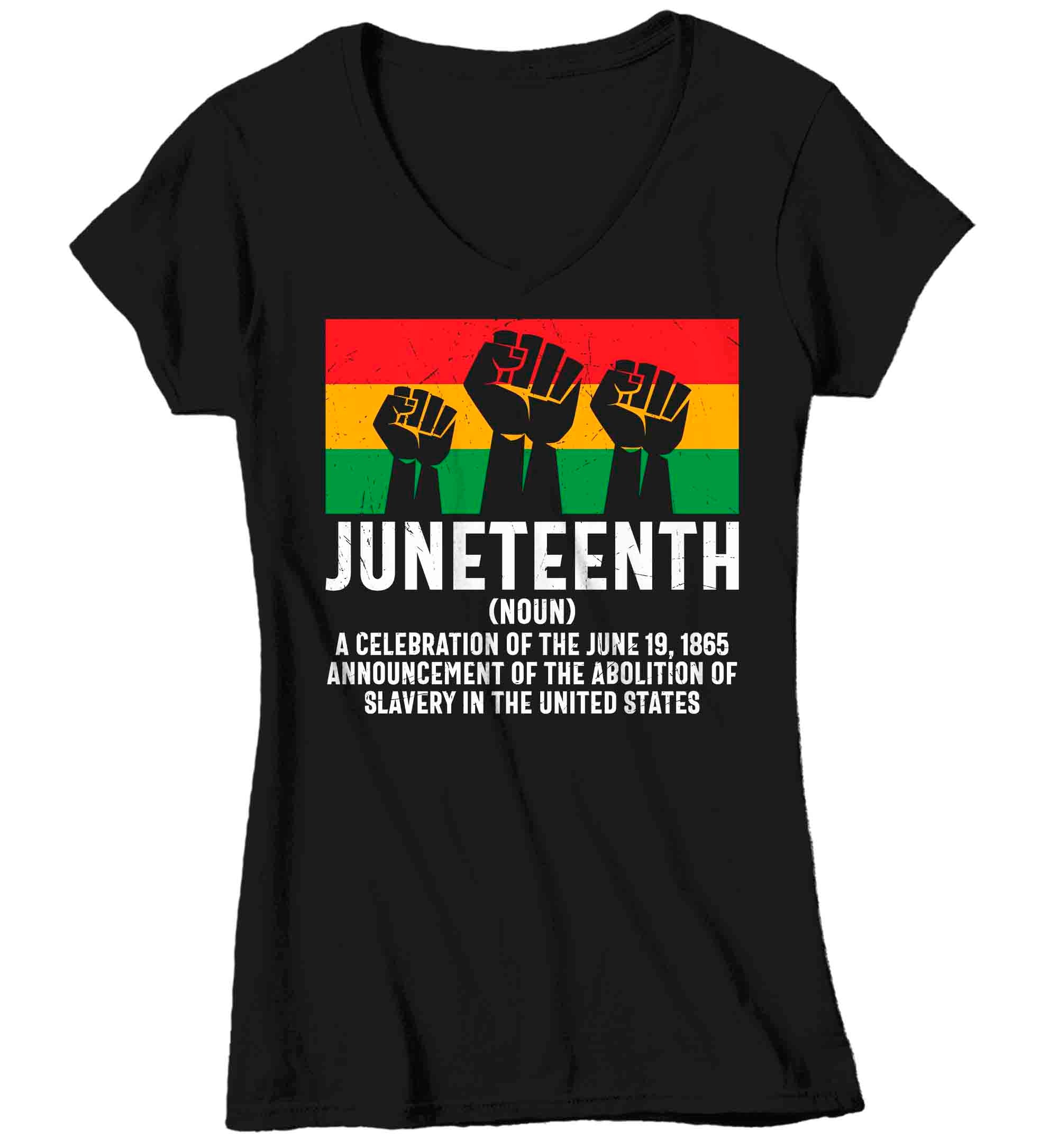 Women’S V-Neck Juneteenth Shirt Definition T Shirt Black History Tee African Chains American Slavery 1865 Emancipation Day Tshirt Ladies Woman