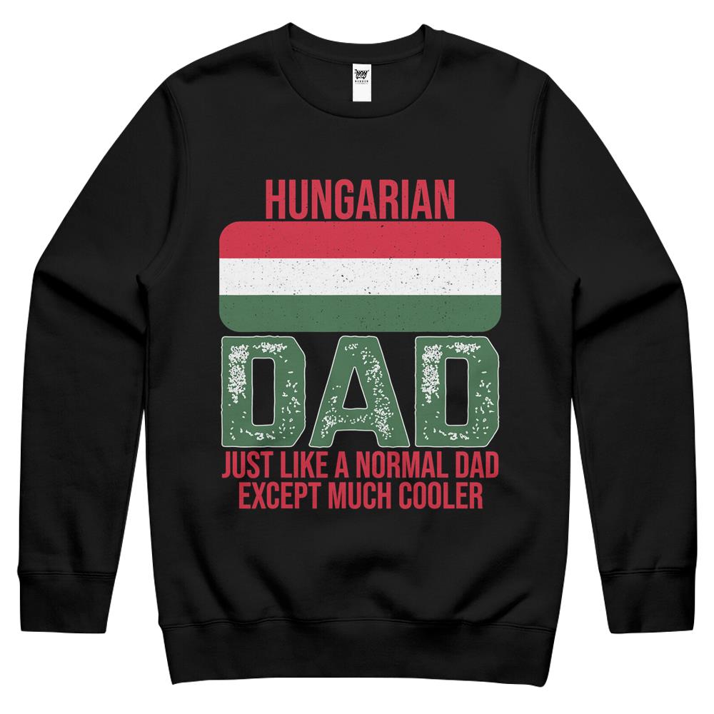 Mens Vintage Hungarian Dad Hungary Flag Design For Father’S Day Crewneck Sweatshirt