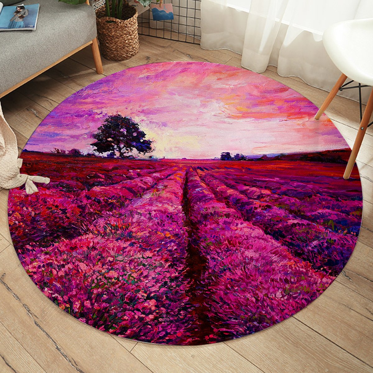 Painted Lavender Fields SW2251 Round Rug