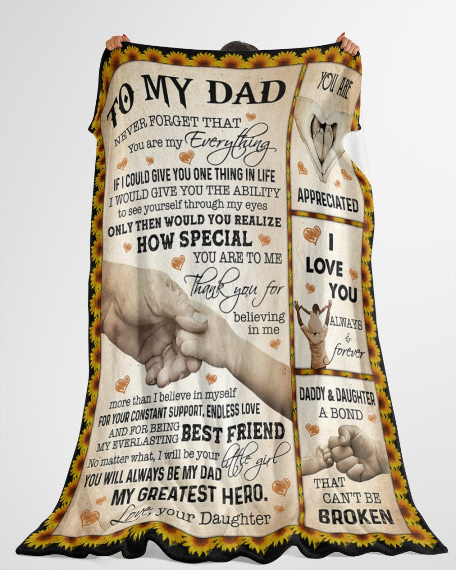 To My Dad Daddy And Daughter A Bond That Can’T Be Broken Blanket Gift For Dad From Daughter Birthday Gift Home Decor Bedding Couch Sofa Soft And Comfy Cozy