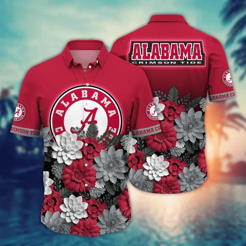Alabama Crimson Tide Ncaa Flower Aloha Hawaiian Shirt 12, Ncaa Hawaiian Shirt