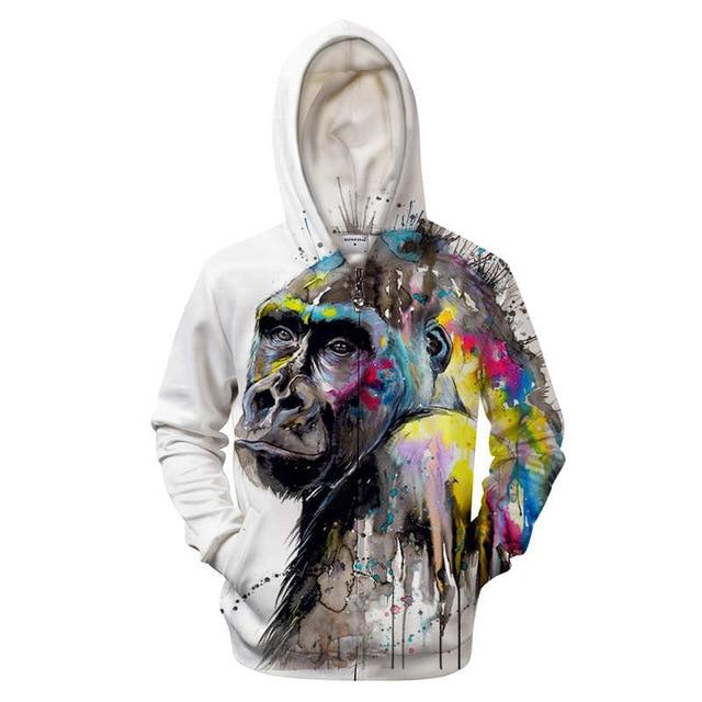 Colorful Gorilla Zip-up Hoodie