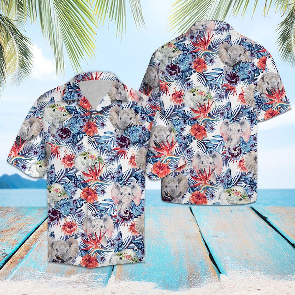 Elephant Hibiscus Flower Hawaiian Shirt For Men, Hawaiian Shirt For ...