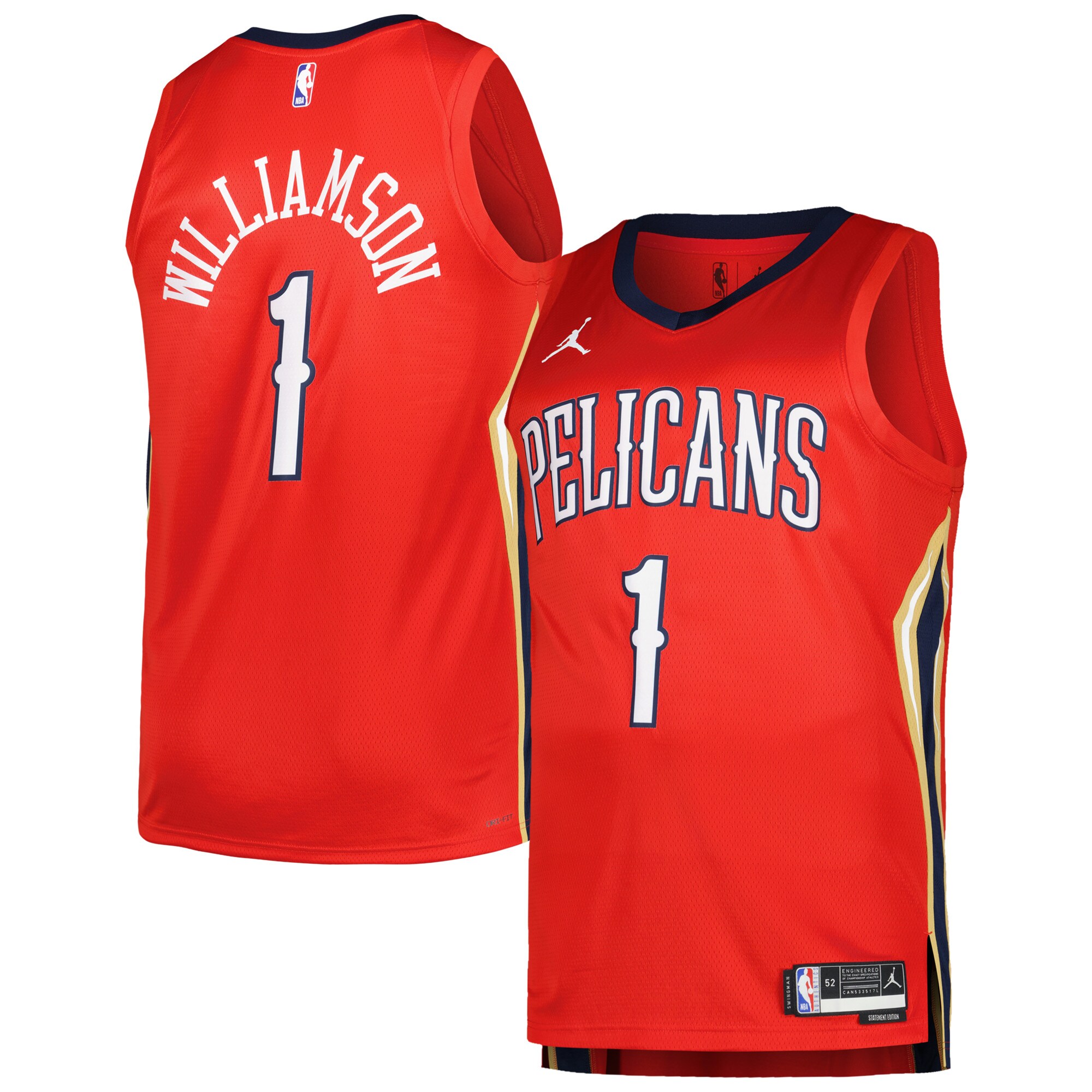 Zion Williamson New Orleans Pelicans Jordan Brand Swingman Player Jersey – Statement Edition – Red