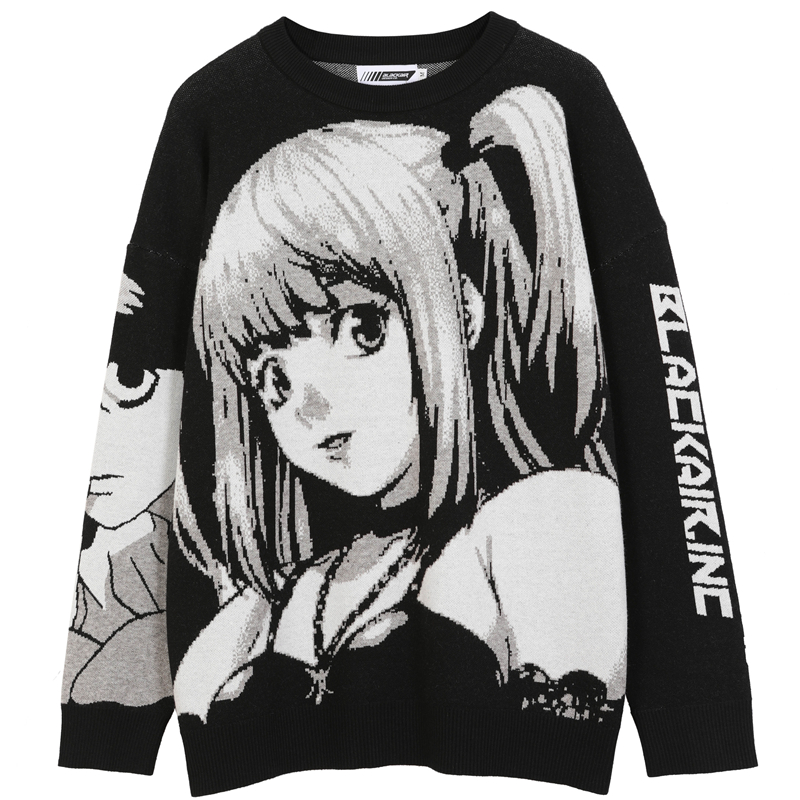 ZCSMLL Mens Hip Hop Streetwear Harajuku Sweater Vintage Japanese Style Anime Girl Knitted 2021 Cotton Pullover Sweaters Male alx