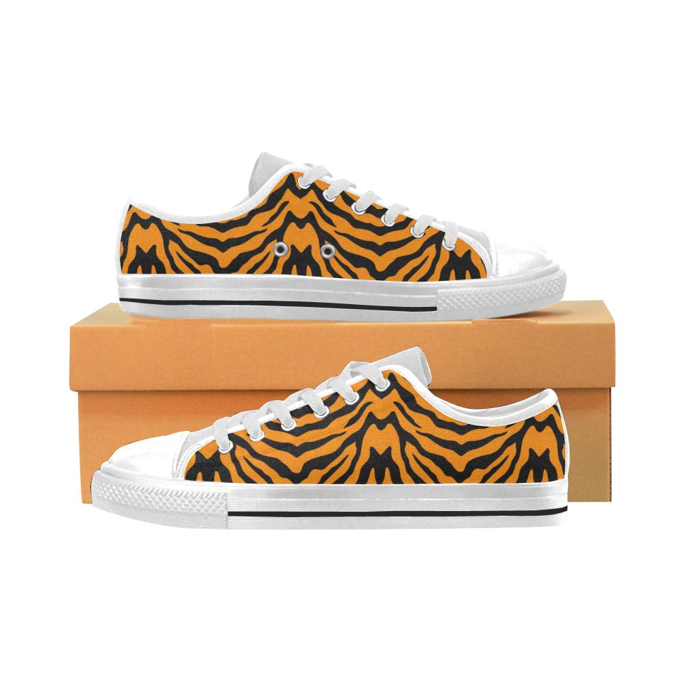 Bengal tigers skin print pattern Men’s Low Top Shoes White