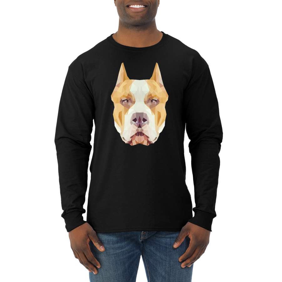 American Staffordshire Terrier Dog Animal Lover Mens Long Sleeve Shirt