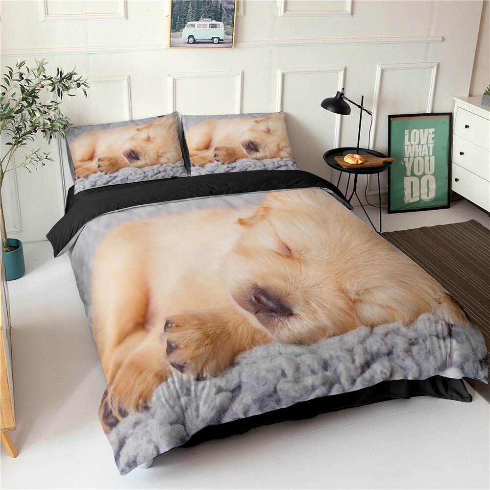 Lovely 3D Print Bedding Set Cat Puppy Duvet Cover With Pillowcase Twin Queen King Size Kids Bed Clothes For Home Textiles