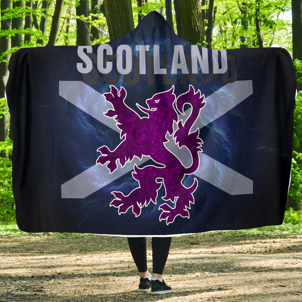 1Stscotland Purple Economy Hooded Blanket Scottish Lion New Release A25