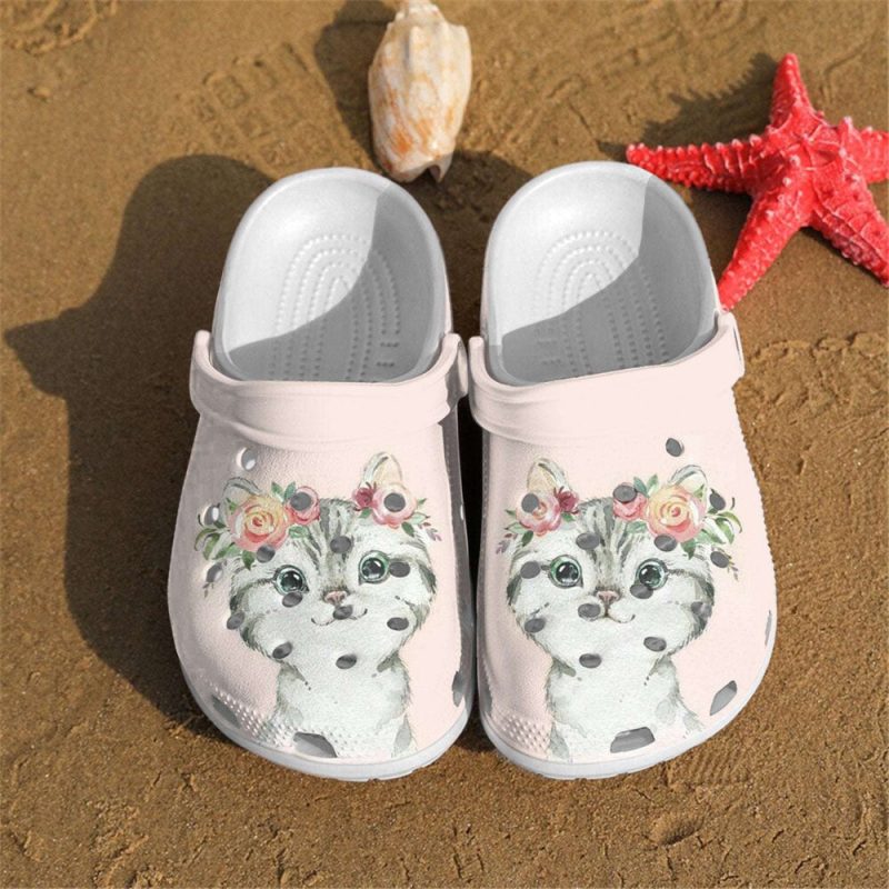 Unique Little Cat Flowers Gift For Fan Classic Water Rubber clog Shoes Comfy Footwear