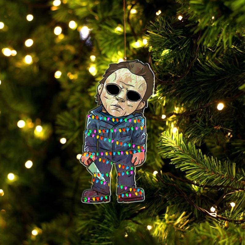 Michael Myers Zombie Horror Characters Led Light, Horror Movies Character 2D Ornament, Christmas Tree Hanging 2D Ornament Decoration