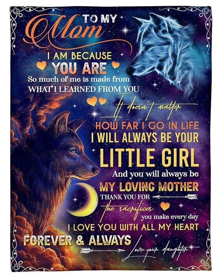 [Personalized Name] Wolf Daughter Gift For Mom Love You Forever And Always –  Gift For Mommy, Home Decor, Gift For Family  – Fleece Blanket