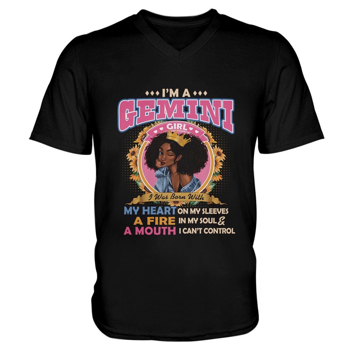 Black Queen Im A Gemini Girl Ez13 1609 Men V-Neck T-Shirt