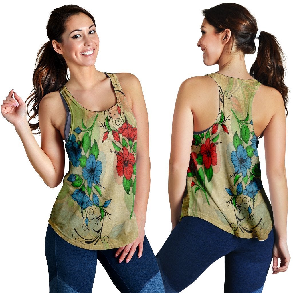 Hawaii Blue And Red Hibiscus Polynesian Racerback Tank Ha23785