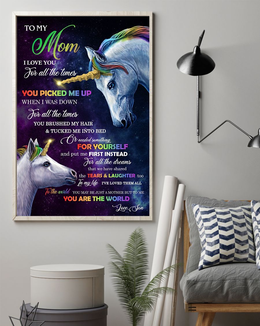 You’re The World Unicorn Canvas And Poster, Best Mother’s Day Gift Ideas, Mother’s Day Gift From Son To Mom, Warm Home Decor Wall Art Visual Art