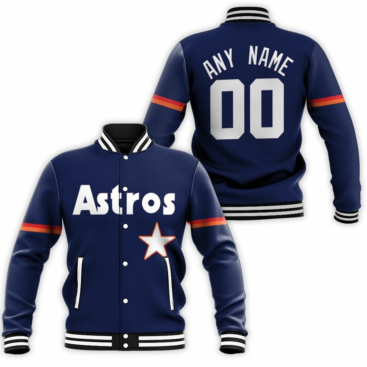 Houston Astros Custom Name Number 2019 Navy Baseball Jacket