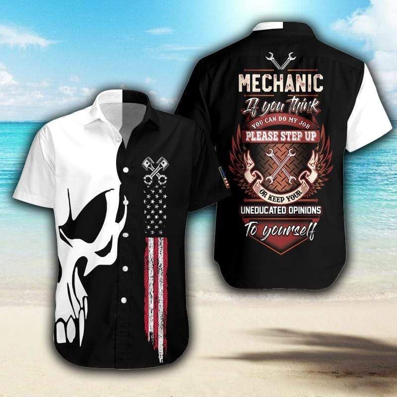 Discover Cool Mechanic If You Think Can Do My Job Skull Black Red White Hawaii Aloha Shirts Ha50646