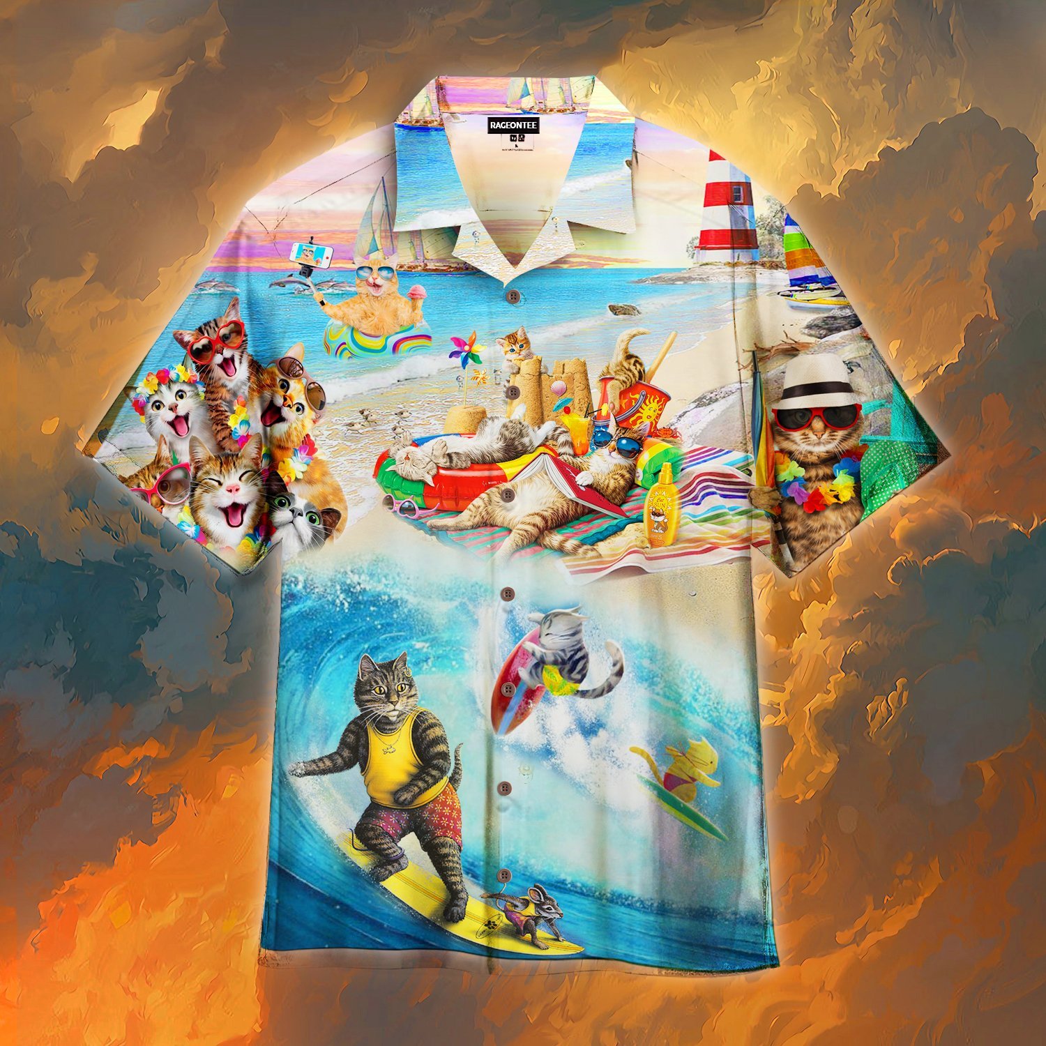 Happy Surfing Day With Cats Hawaii Shirt Ha46942