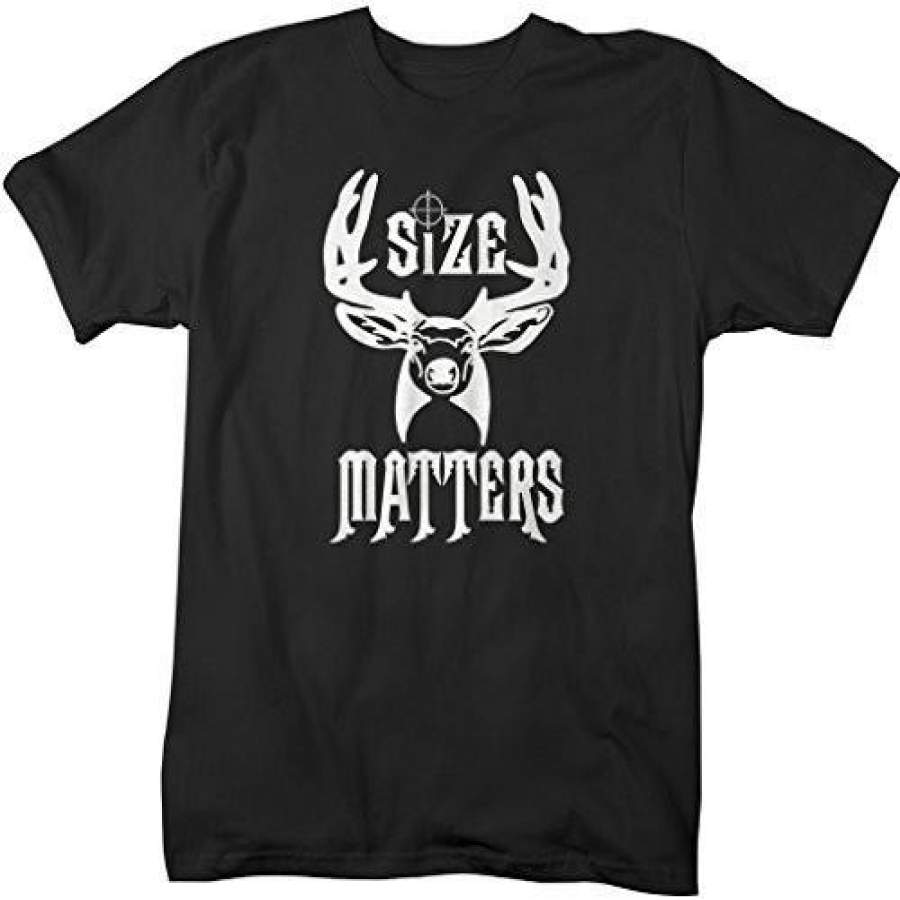 Shirts By Sarah Men’s Funny Hunting T-Shirt – Size Matters Deer Shirts