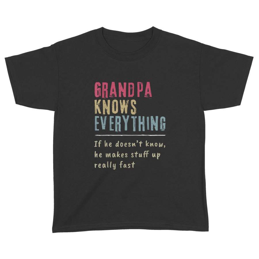 Mens Grandpa Know Everything – Grandpa Gift – Standard Youth T-shirt