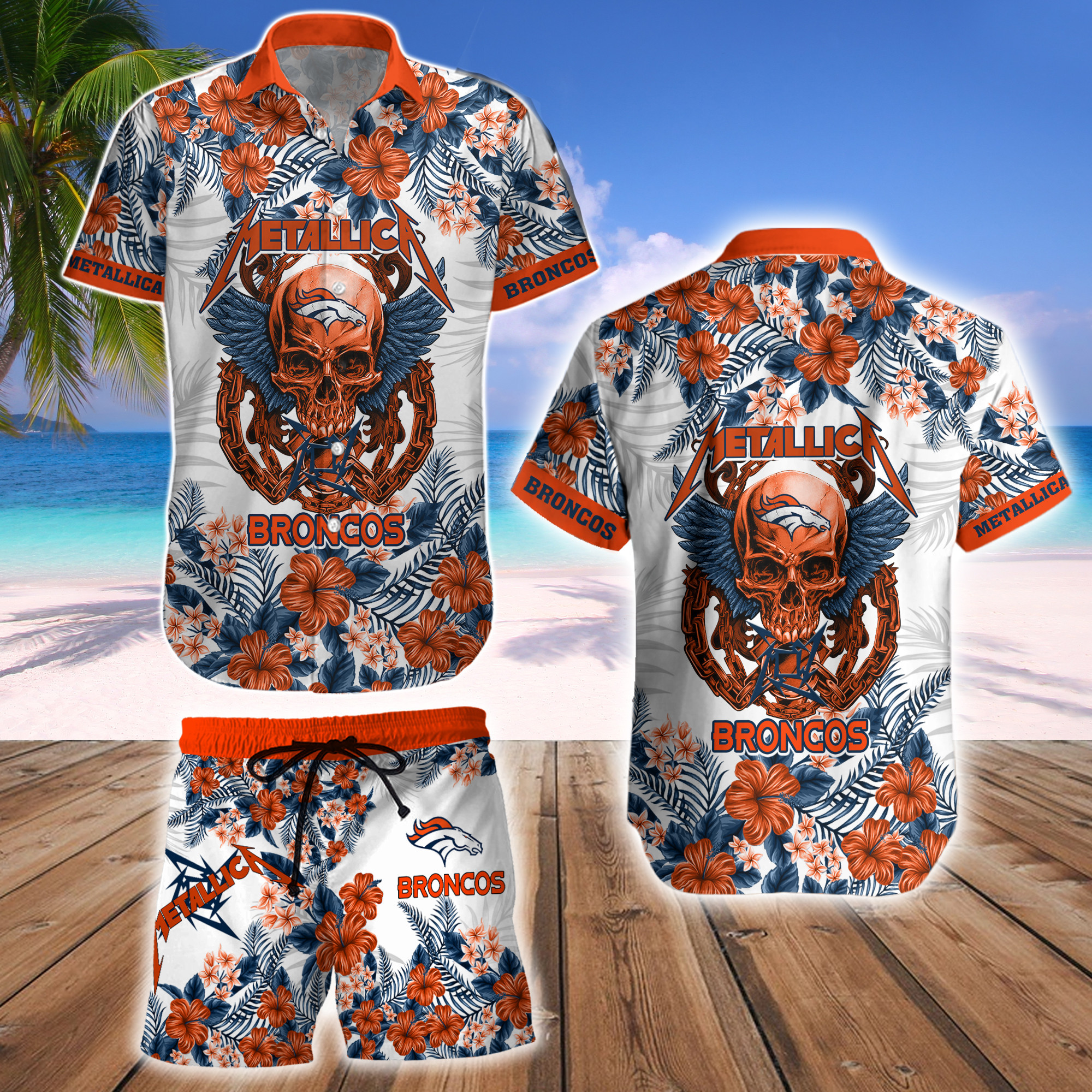 Denver Broncos Hawaii Shirt & Shorts Bg334