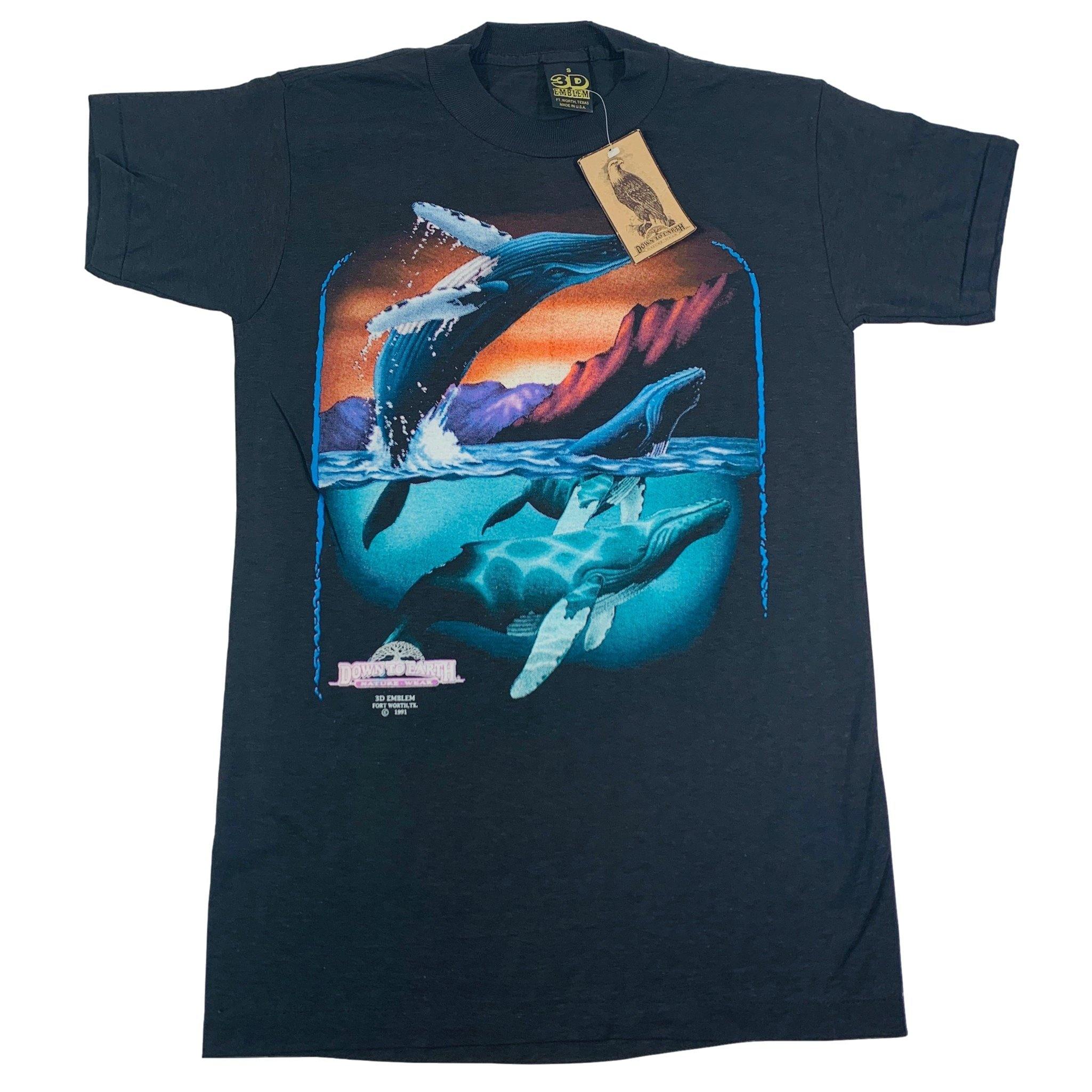 Vintage 3D Emblem “Down To Earth” Whale T-Shirt