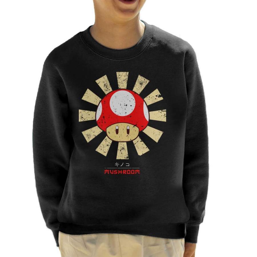 Super Mario Mushroom Retro Japanese Kid’s Sweatshirt