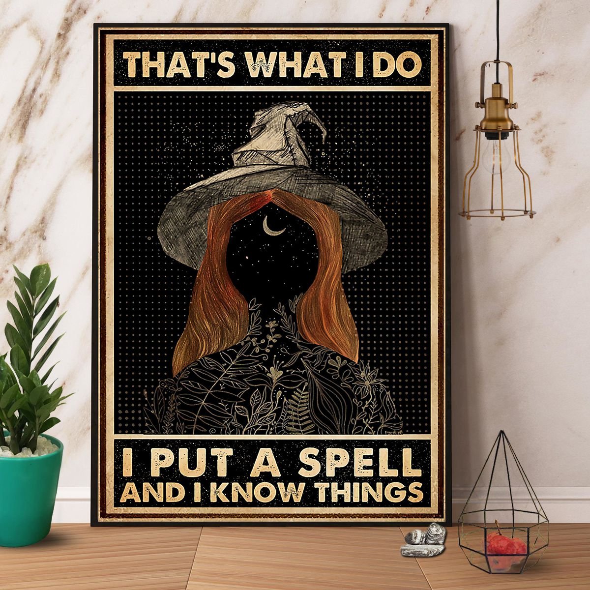 Black Witch & Moon I Put A Spell And I Know Things Halloween Gift Paper Poster No Frame  Matte Canvas Wall Decor