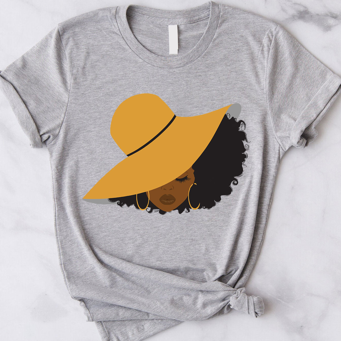 Black Queen Lady With Gold Hat Afro  African American Ladies Customizable – Standard T-Shirt