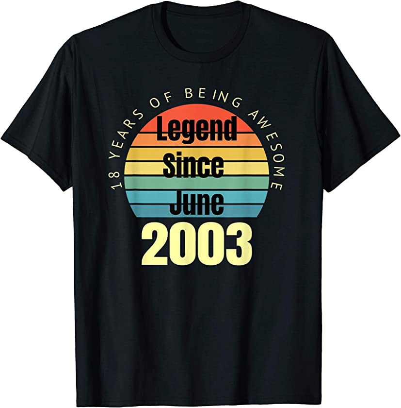 18th Birthday Legend Since June 2003 Vintage Retro Sunset T-Shirt