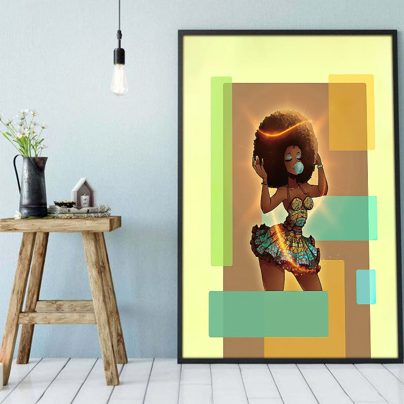 Black African American Canvas Art Colorful Afro Art Print Poster Art Print Afro Girl Black Man Alluring Ready To Hang Canvas Wall Art