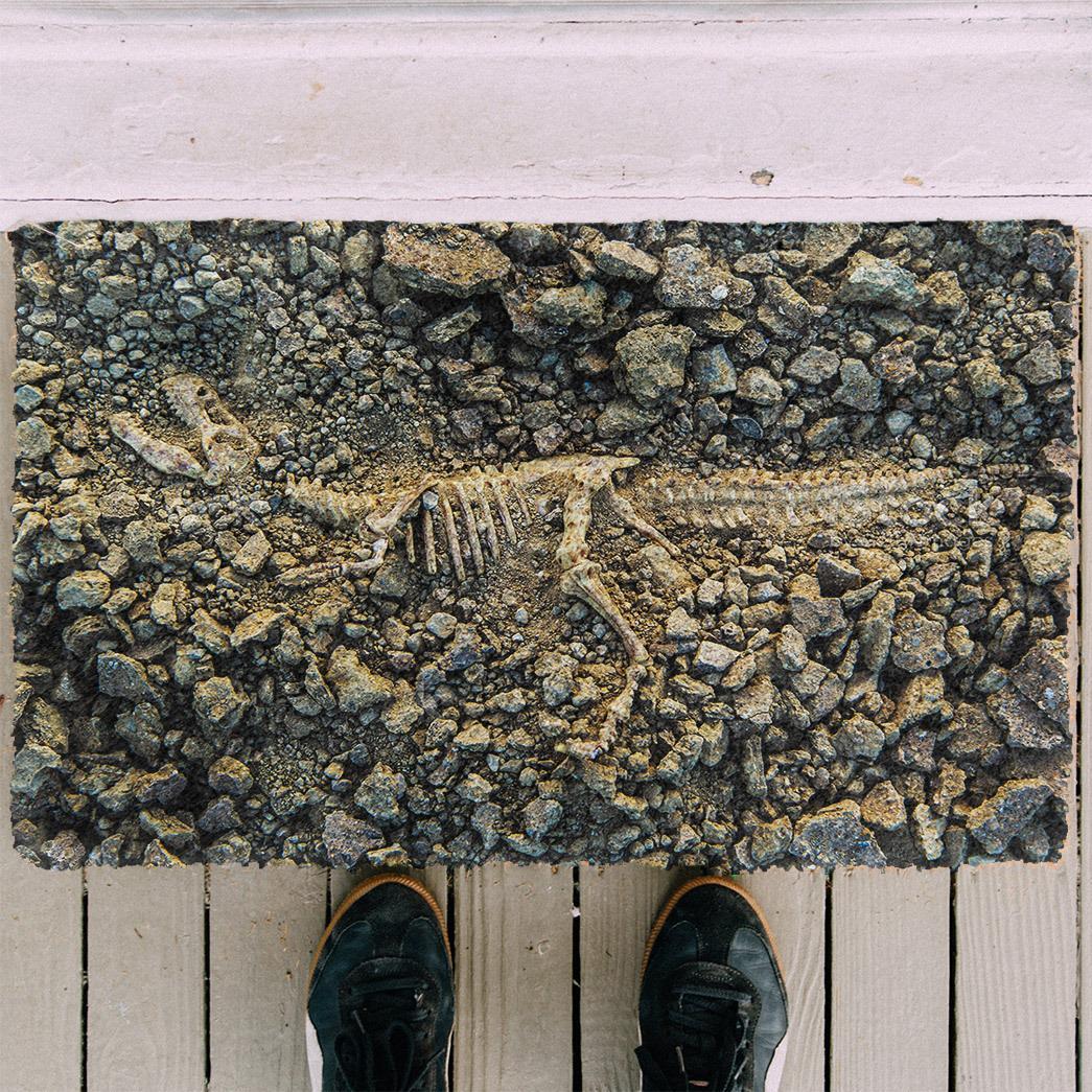 Alohazing 3D Dinosaur Fossil Indoor And Outdoor Doormat Gift For Friend Family, Gift For Dinosaur Lover Warm House Gift Welcome Mat