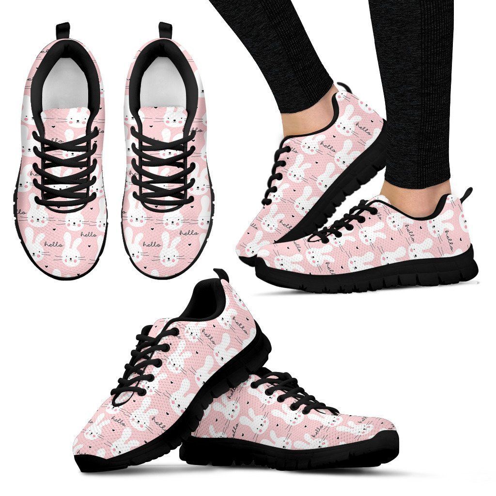 Pink Bunny Rabbit Pattern Print Sneakers Shoes